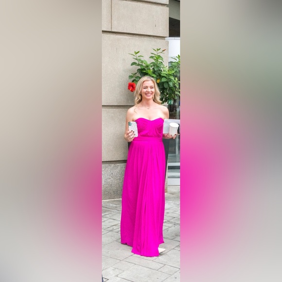 Size 10 Badgley Mischka gown pink strapless - Picture 3 of 3